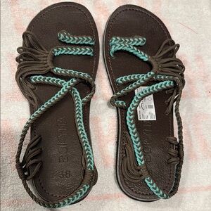 Bokyna Brown & Turquoise Women's Sandals